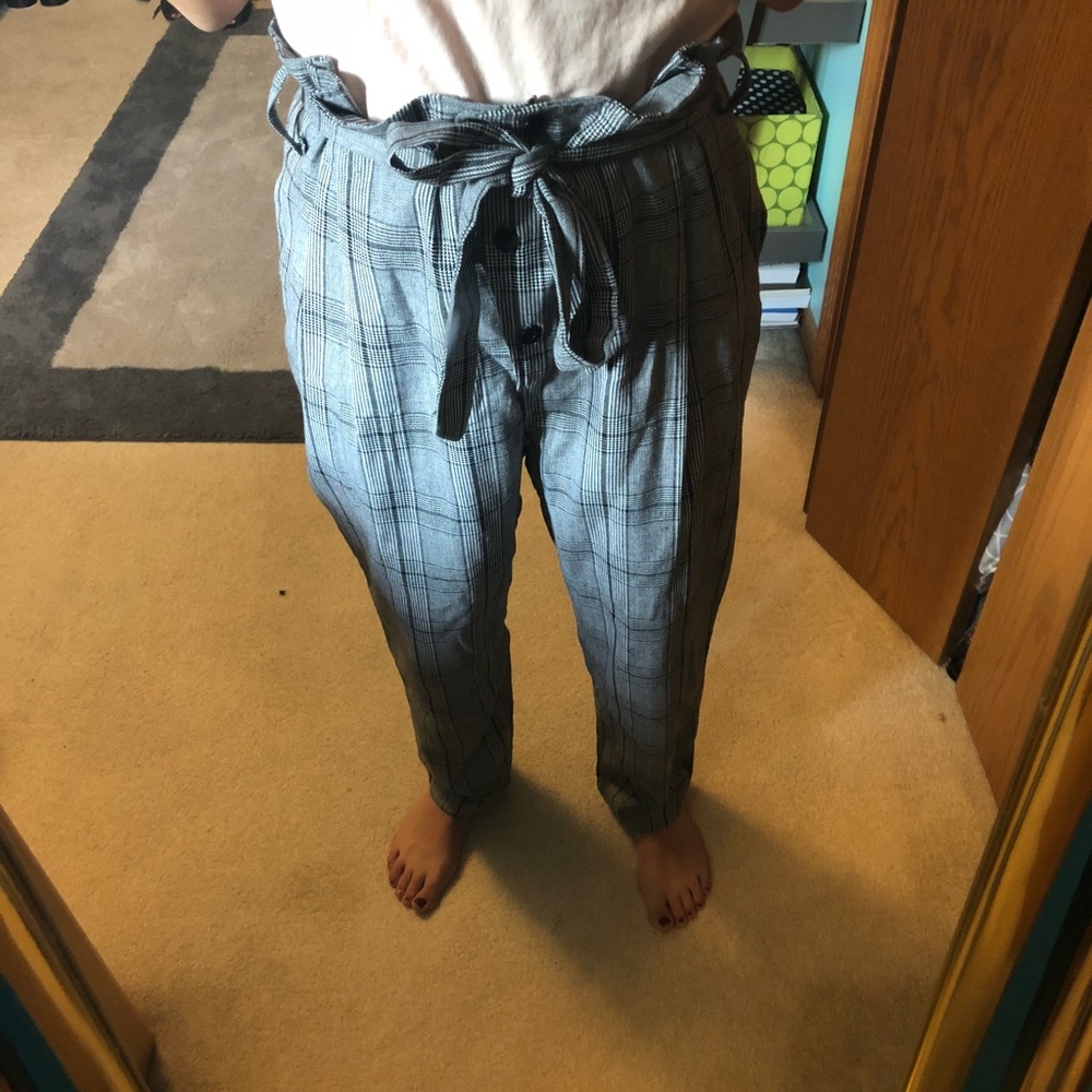 NWT Nasty Gal Plaid Paperbag Pants